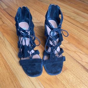 Steve Madden Black Suede Lace Up Heels